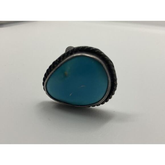 Vintage Native American 925 Sterling Turquoise Ring Size 8 Genuine Signed - Picture 1 of 8